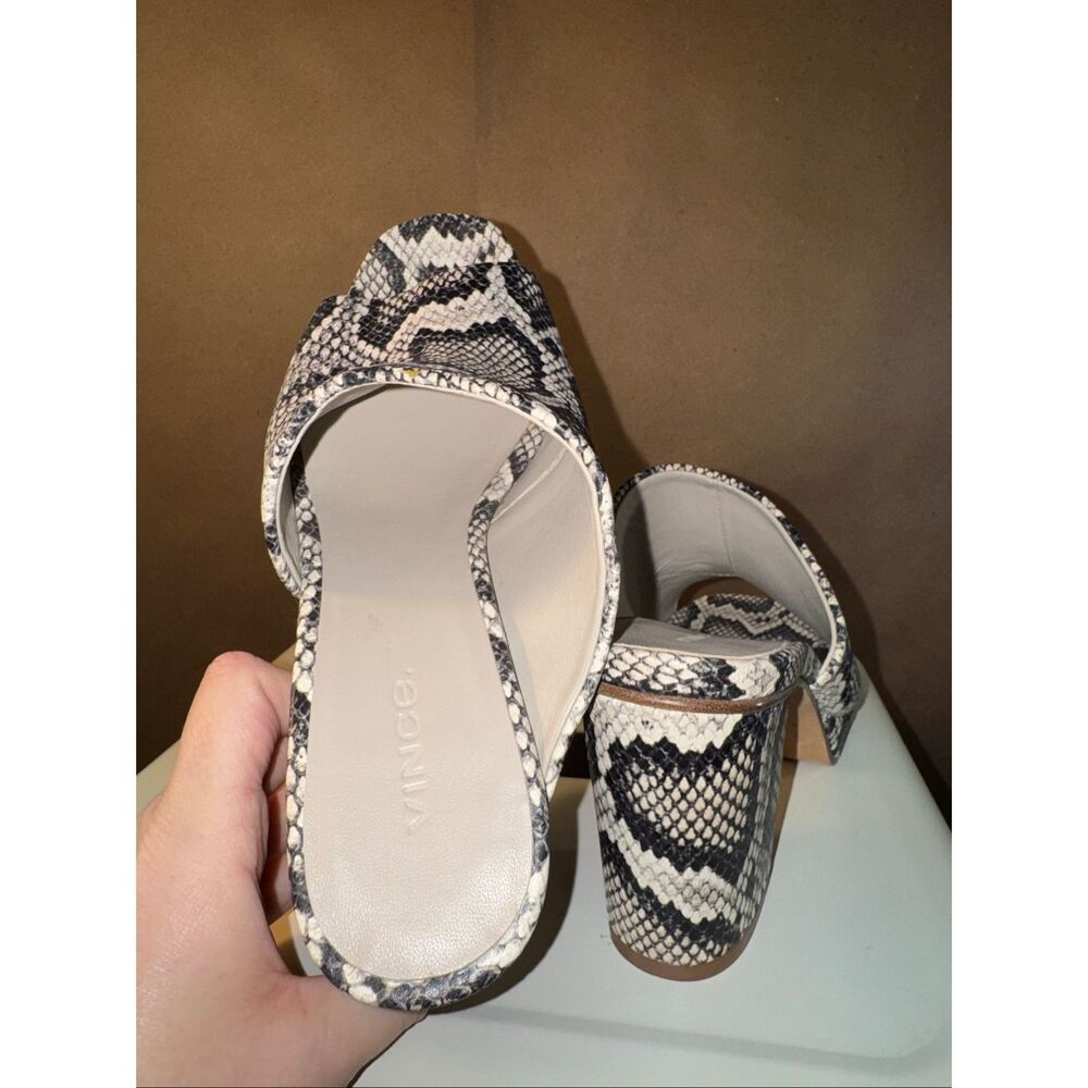 Vince Platform Mule Sandal in Snake Skin Embossed Leather - Picture 6 of 8